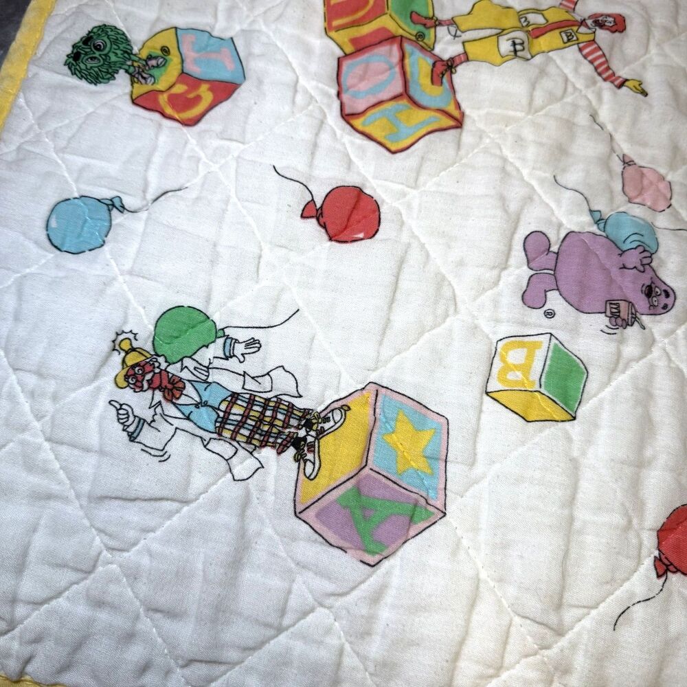 Vintage 1980s McDonald’s Baby Quilt Blanket Ronald Grimace McDonaldland Balloons - Picture 6 of 7